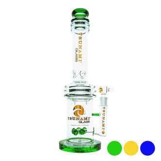 Bong Button Double Honeycomb Perc 16" (Tsunami Glass)