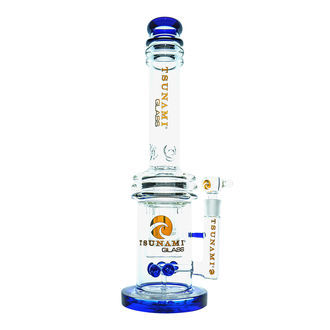 Bong Button Double Honeycomb Perc 16" (Tsunami Glass)
