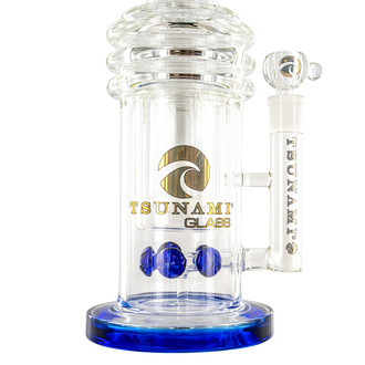 Bong Button Double Honeycomb Perc 16" (Tsunami Glass)