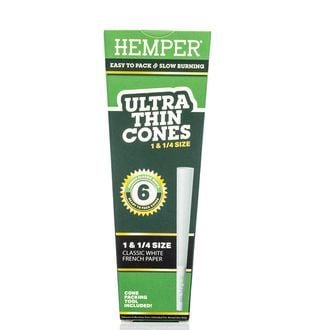 Ultra Thin White 1 1/4 Cones (Hemper) 6pk