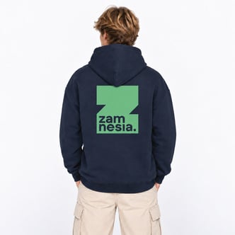 Hoodie navy - green logo Zamnesia