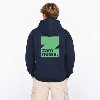 Hoodie navy - green logo Zamnesia