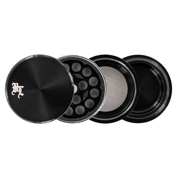 Black Leaf Grinder In Alluminio 4 Pezzi 63 Mm - Grigio Con Rivestimento Ceramica E Raschietto