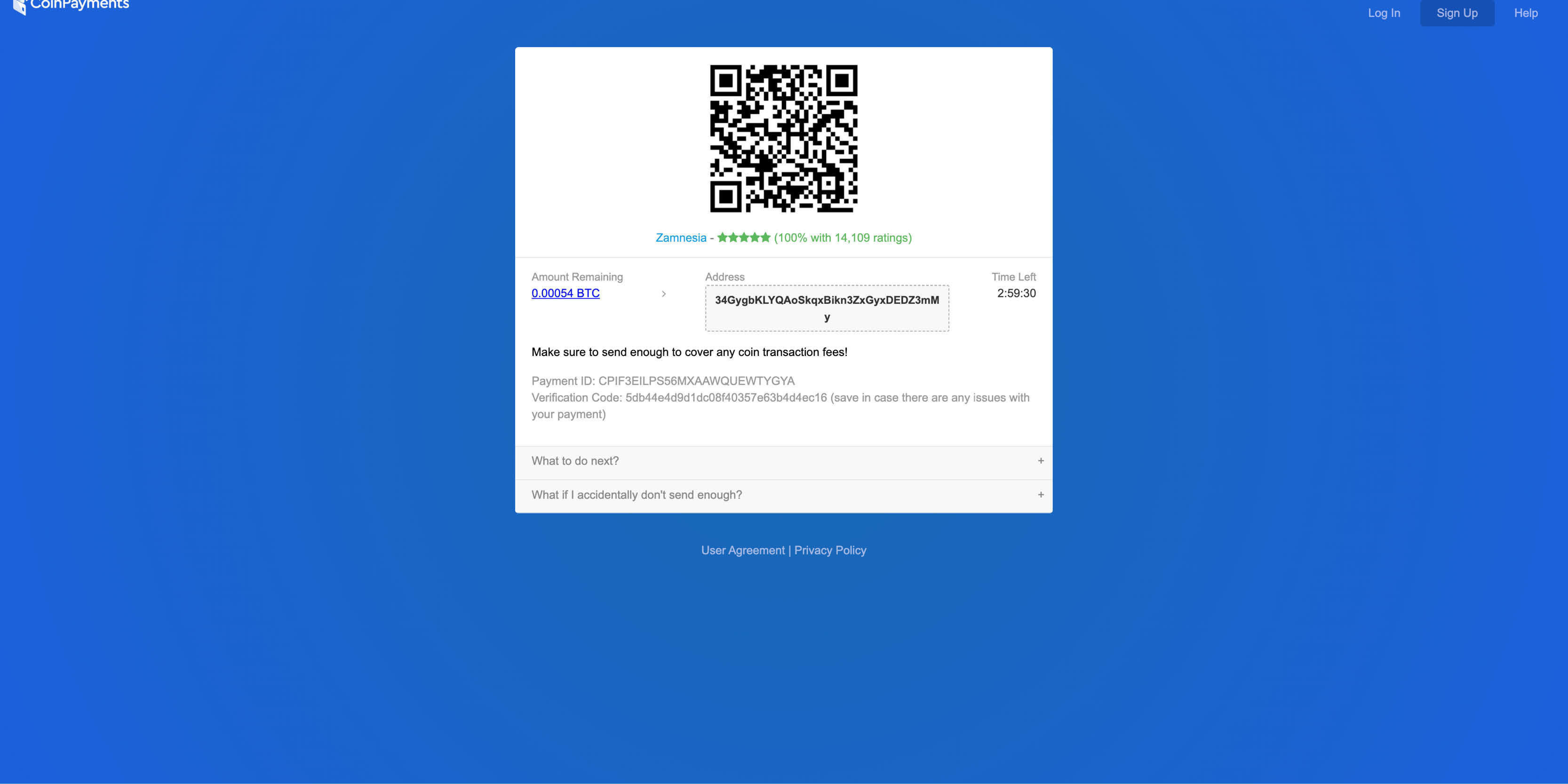 Indirizzo Zamnesia Bitcoin
