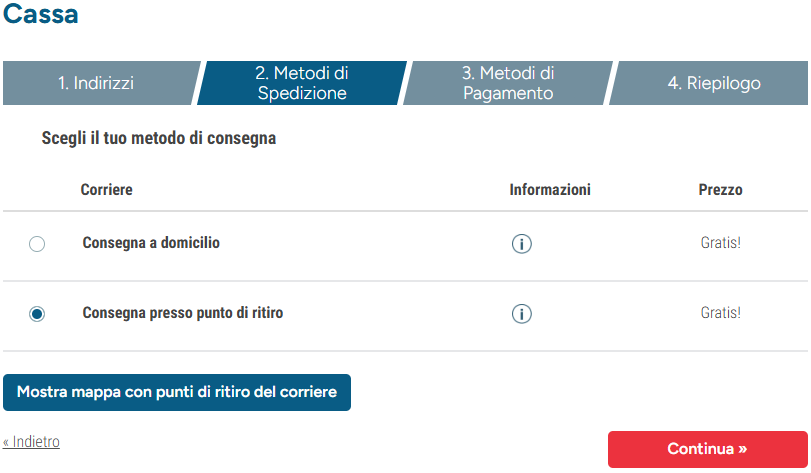 selezionate "Ritira il tuo pacco"