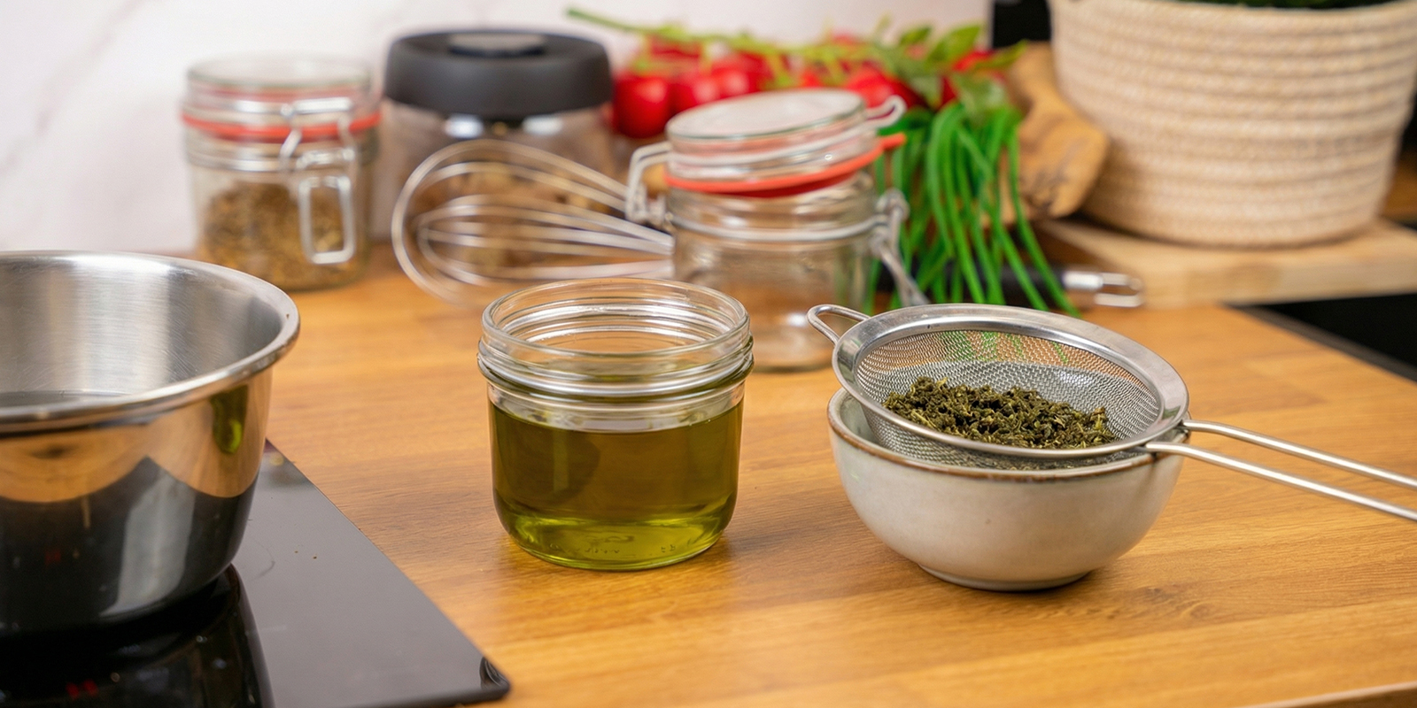 Prepara l’olio d’oliva infuso alla cannabis Prepara l’olio d’oliva infuso alla cannabis